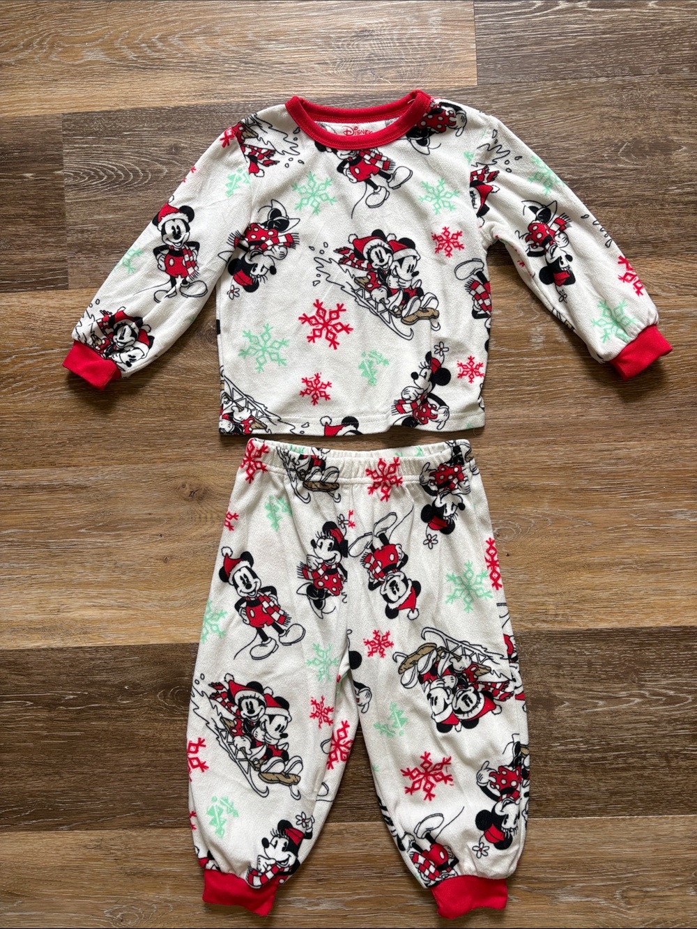 Disney Red, White and Green Mickey & Minnie Holiday Pajama Set